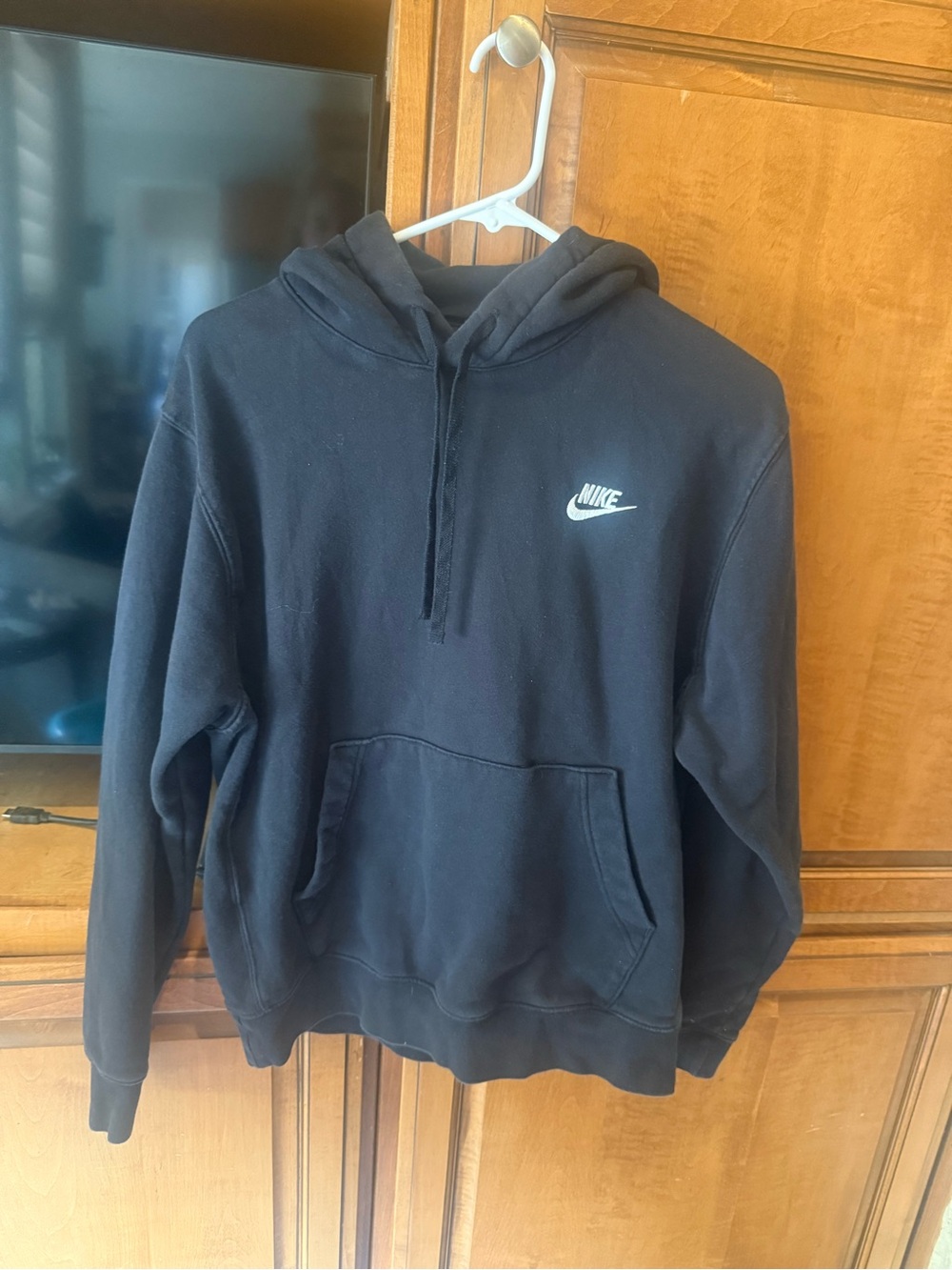 Nike Black Men's Pullover Hoodie with White Swoosh